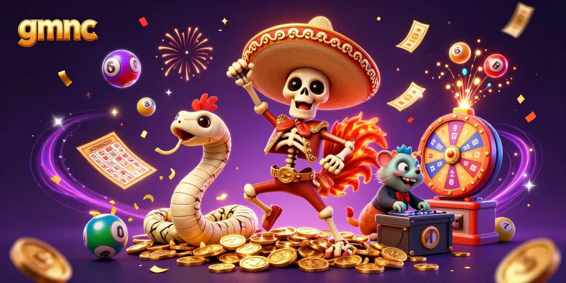 gmnc celebrates with a joyful mariachi rooster and gaming elements in a vibrant casino scene