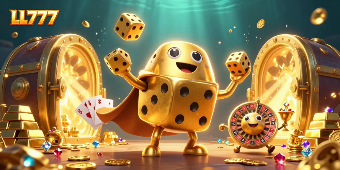 Experience thrilling gameplay with LL777 as the golden dice golem and roulette companion bring the casino to life.
