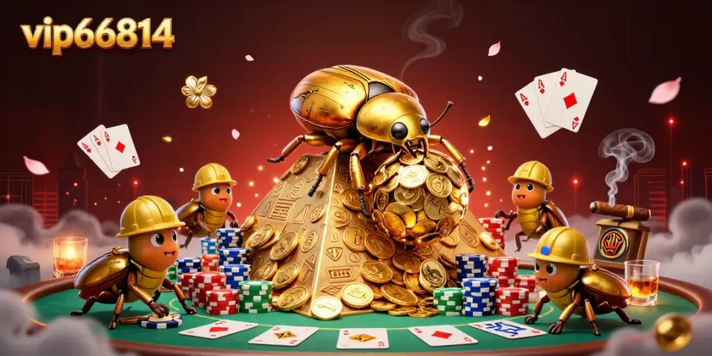 Engage in thrilling gameplay at vip66814 featuring a vibrant casino scene with golden elements.