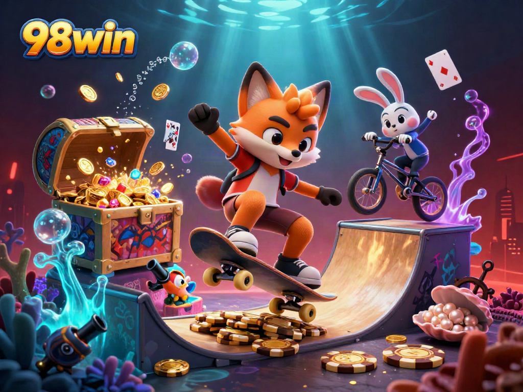 Experience thrilling adventures with 98win's casino games featuring exciting creatures and vibrant symbols.
