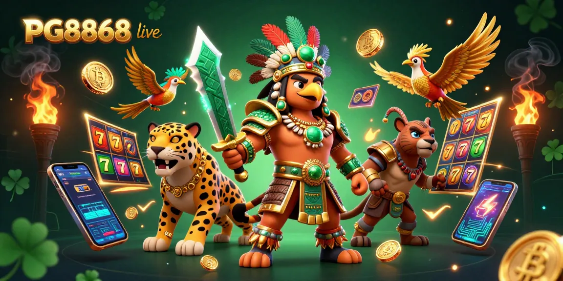 Experience thrilling gameplay at PG8868 live with Aztec warriors and jackpot symbols in a vibrant casino scene.