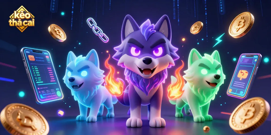 Experience thrilling betting action with kèo nhà cái featuring a dynamic wolf pack in a crypto casino backdrop.
