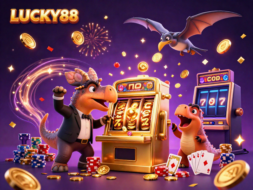 Catch the jackpot at LUCKY88 with vibrant, whimsical casino characters in action!