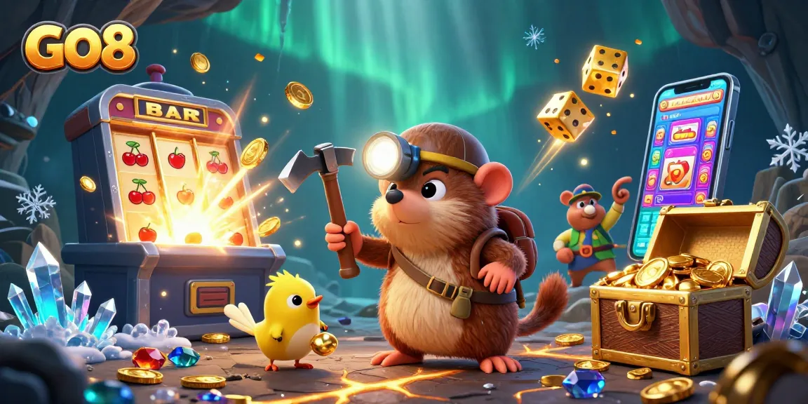 Experience the vibrant world of GO8 with thrilling slot jackpots and cartoon treasure hunters.