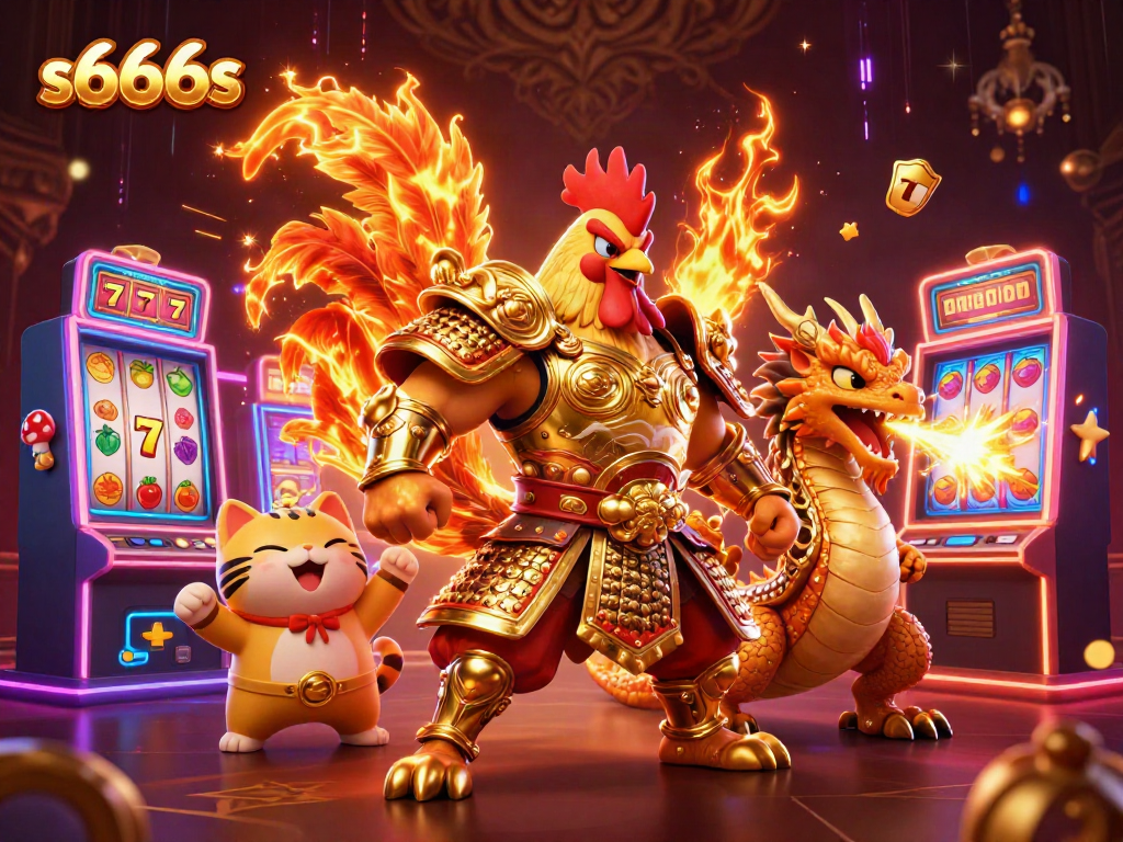 Engage with s666s and experience vibrant slot machines and characters in a dynamic casino scene.