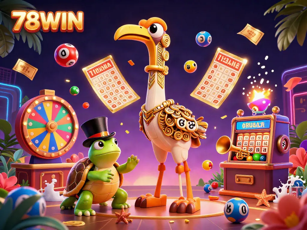 Experience thrilling wins at 78WIN with vibrant casino characters and dynamic game elements.