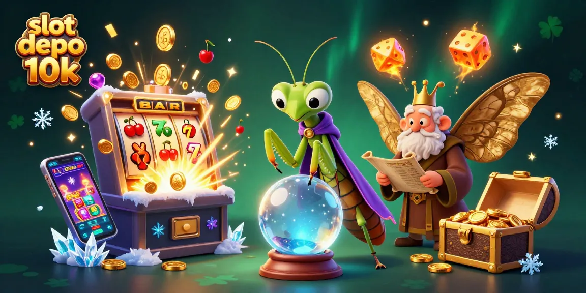 Experience thrilling wins with slot depo 10k jackpot on vibrant slots in this vibrant illustration.