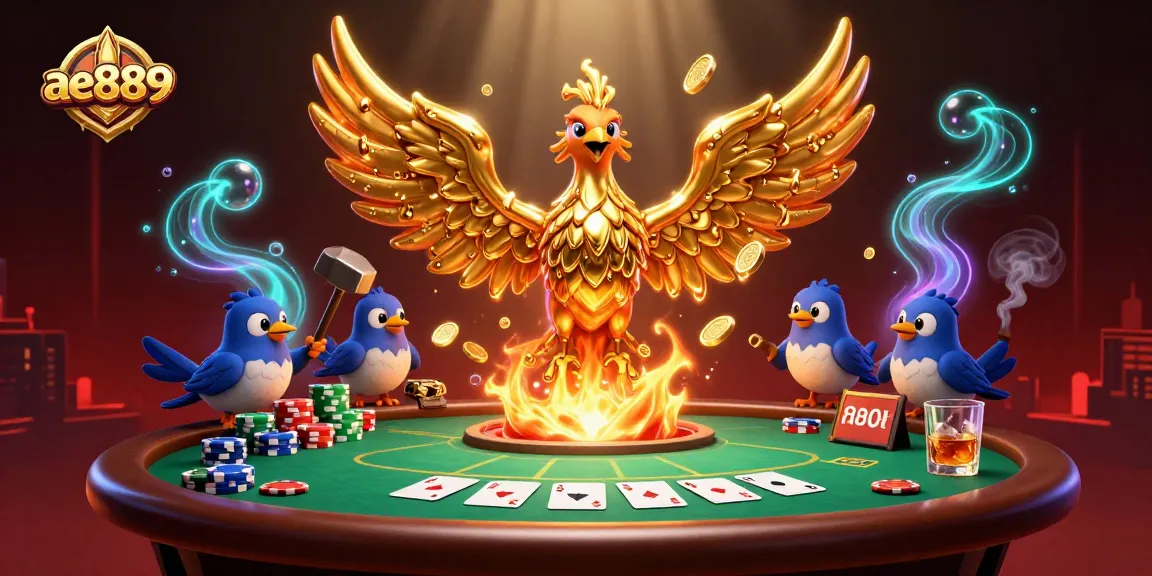 Experience thrilling poker action at ae889 with golden phoenix and vibrant casino elements.