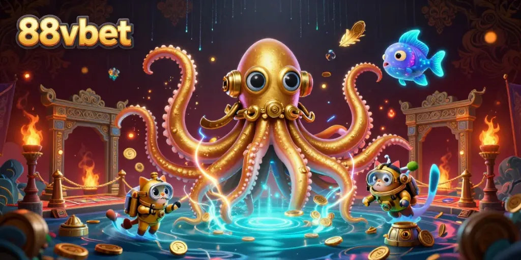Engage with 88vbet’s thrilling casino experience featuring a vibrant kraken scene.