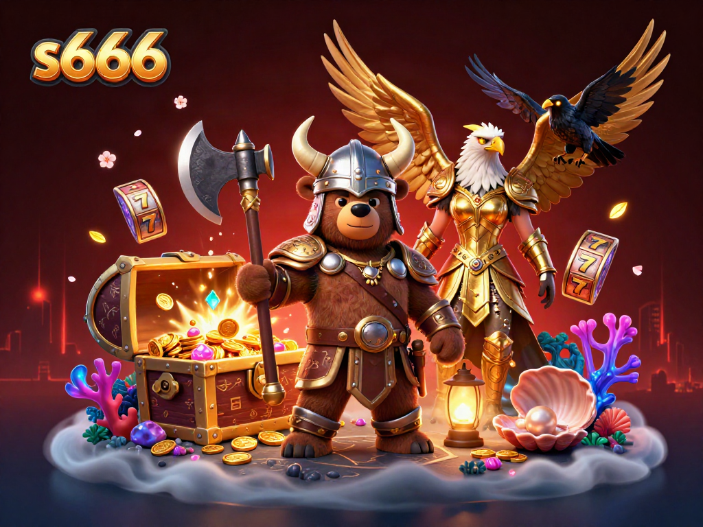 Experience winnings with s666 at this vibrant casino scene featuring legendary characters.