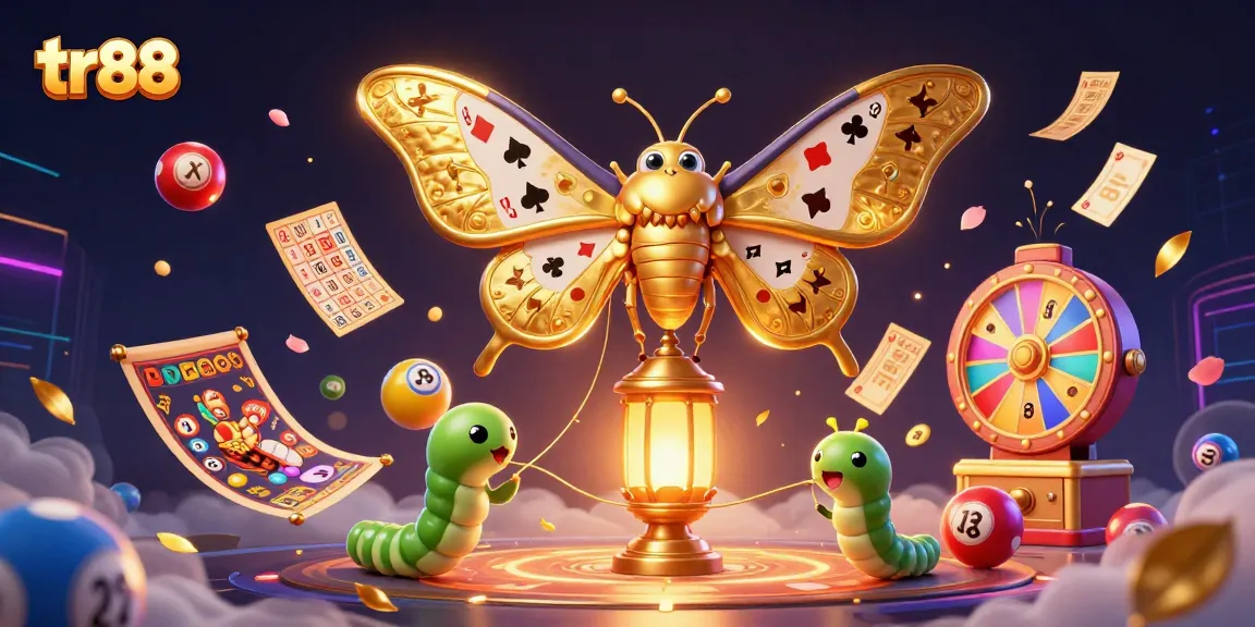 Spin the reels of tr88 for jackpot wins amidst vibrant lottery balls and casino elements.