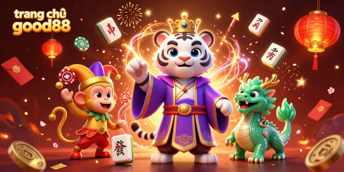 Experience the excitement of trang chủ good88 with an engaging 3D casino illustration featuring a majestic tiger and playful monkey.