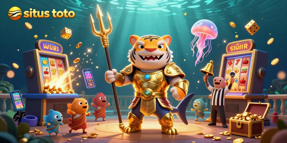 Engage with situs toto action in this vibrant underwater casino scene filled with excitement.