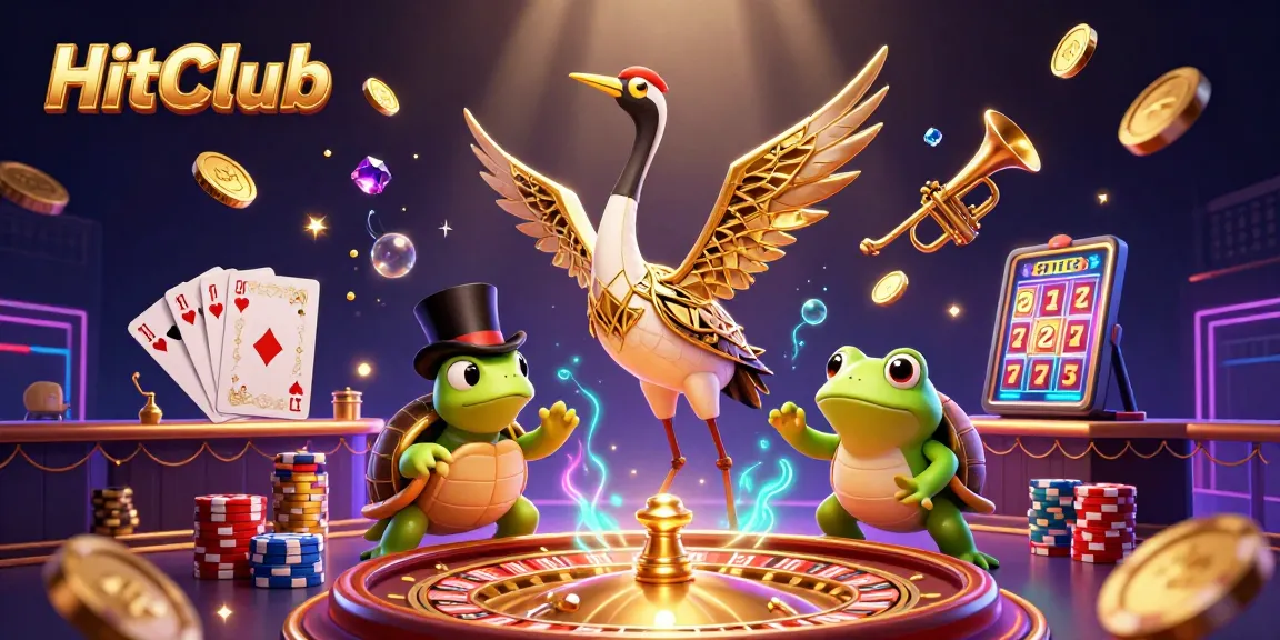 HitClub features vibrant casino gaming with golden coins, exciting characters, and lively action.