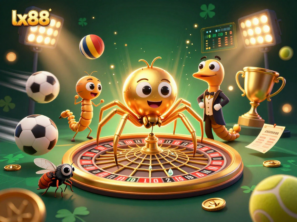 Experience thrilling betting action at lx88 with a unique roulette wheel web and animated characters.