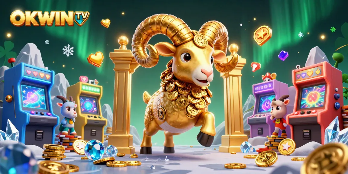 Experience the thrilling action of OKWIN TV featuring 3D cartoon characters in a vibrant casino scene.
