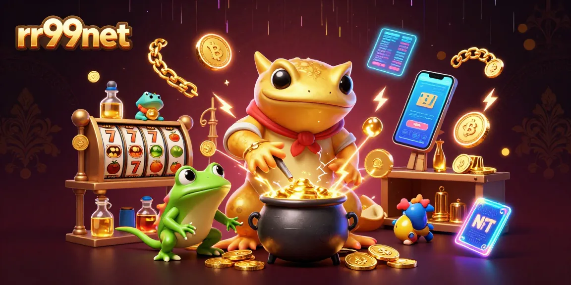 Spin slots, win rewards at rr99net with a magical alchemist's gold creation scene.