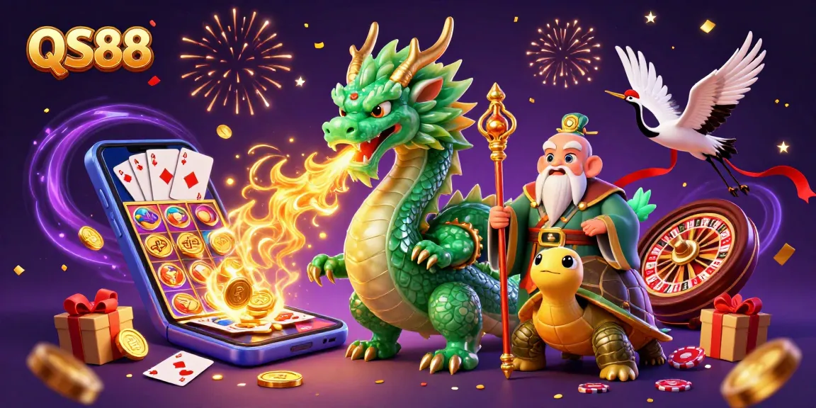 Experience the thrill of winning at QS88 with a magical dragon, wise sage, and vibrant slot games.