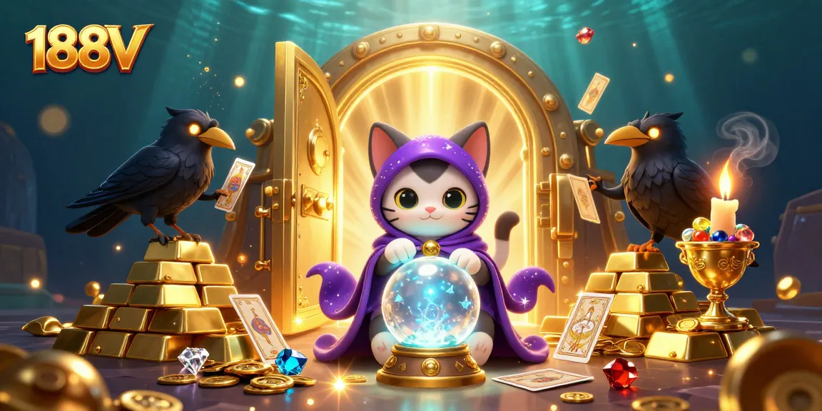 Experience thrilling games at 188V with captivating characters immersed in a treasure-filled scene.