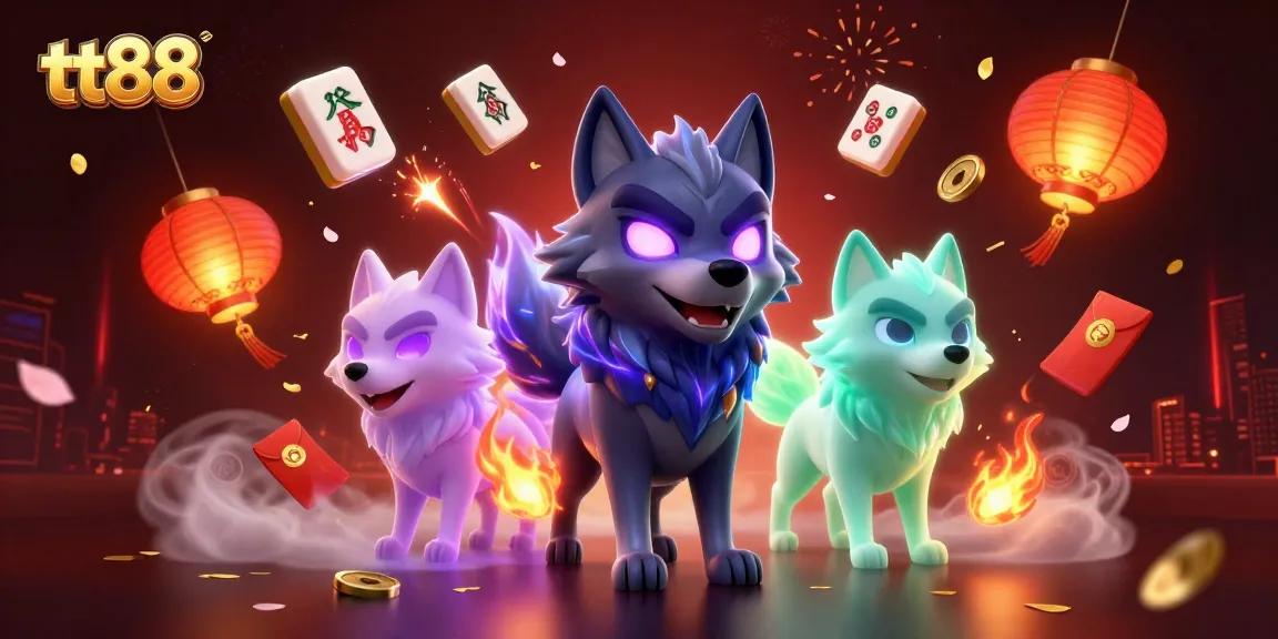 Experience the exhilarating world of tt88 with mystical wolf characters amidst vibrant gambling elements.