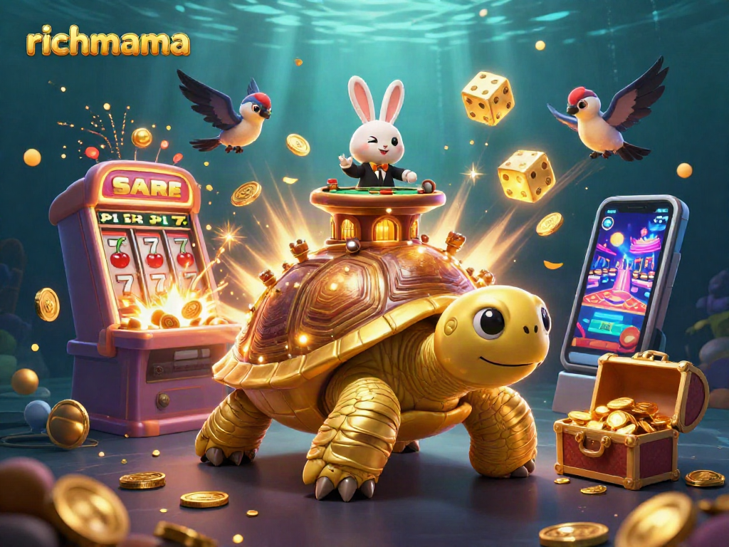 Join the action at richmama, showcasing a vibrant casino scene filled with golden coins and thrilling gameplay.
