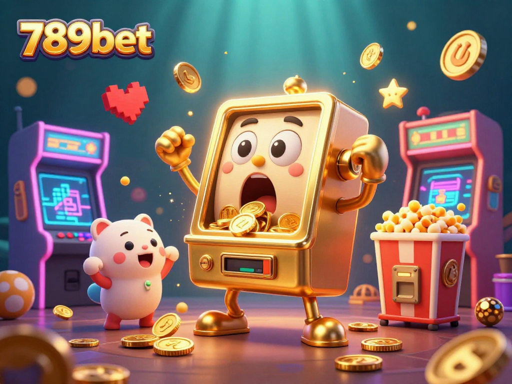 Experience vibrant excitement with 789bet's animated slot machine hitting a jackpot in a lively casino scene.