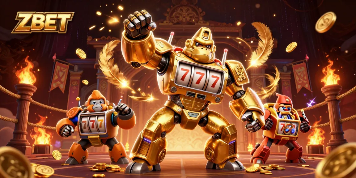 ZBET brand portrayal depicting a vibrant 3D mech gorilla symbolizing dynamic online casino action.
