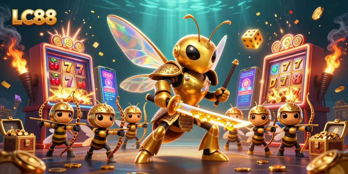 Experience the excitement of LC88 casino with a rich display of games, jackpots, and vibrant characters.