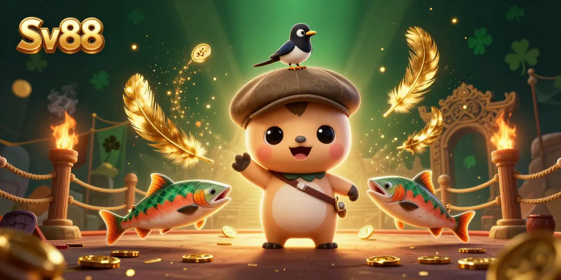 Engage with Sv88 in a vibrant 3D casino scene filled with playful characters and dynamic gaming elements.