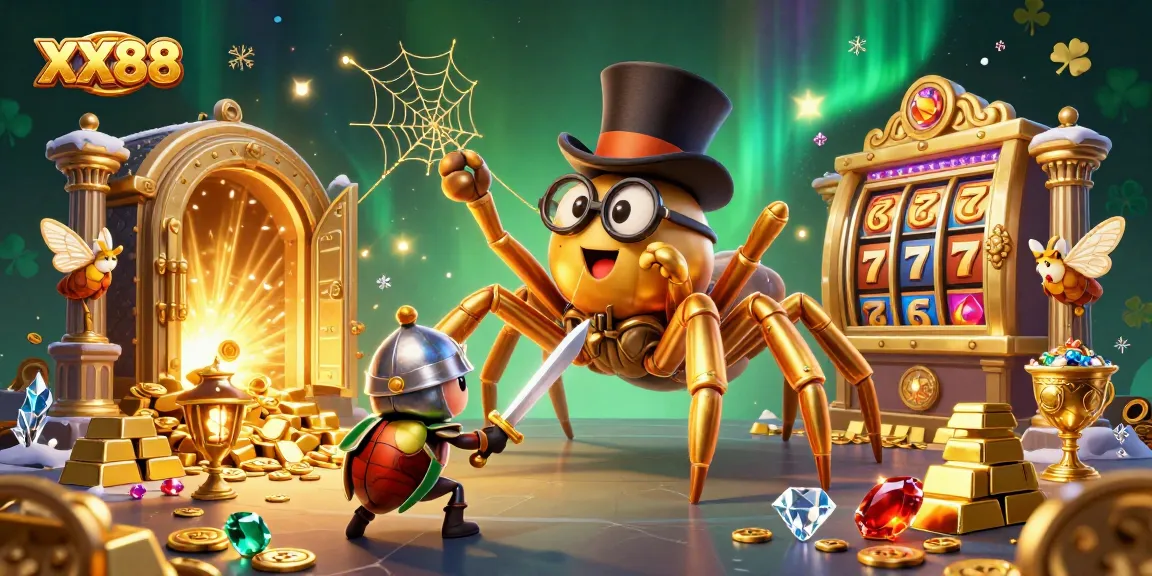 Experience thrilling gameplay at XX88 Casino with a vibrant 3D scene featuring engaging characters and dazzling treasures.