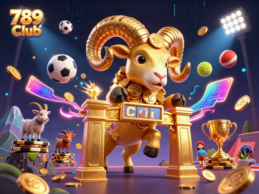 Experience the excitement of 789 Club with vibrant 3D illustration depicting dynamic casino elements.