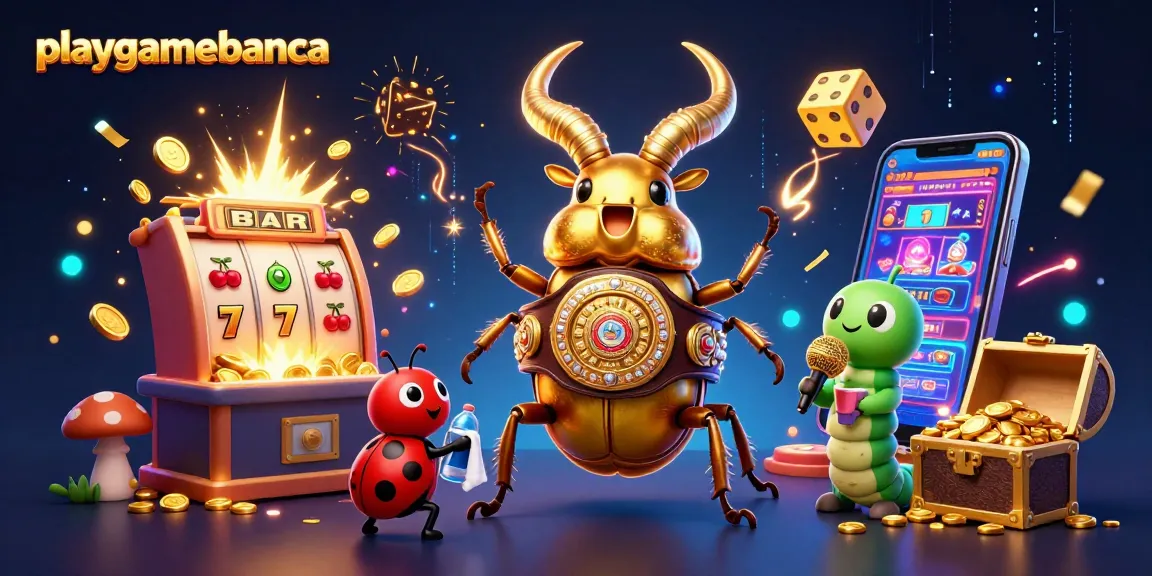 Experience excitement at playgamebanca with a vibrant 3D illustration capturing the thrill of the casino