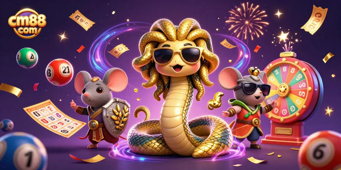 Experience the excitement of cm88 com with a fun-filled lottery-themed 3D illustration.