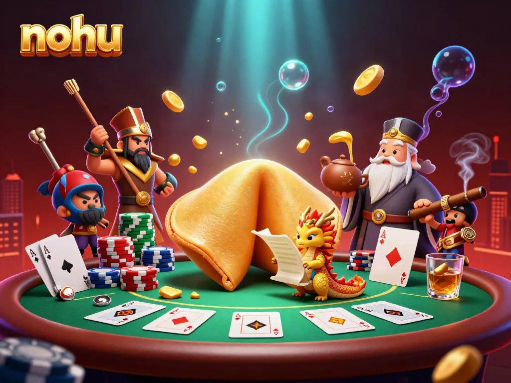 Experience the excitement of nohu as fortune elements blend with dynamic casino action in a colorful 3D illustration.