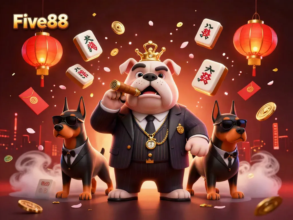 Join the excitement at Five88 with this vibrant 3D casino scene, showcasing thrilling game symbols and charismatic characters.