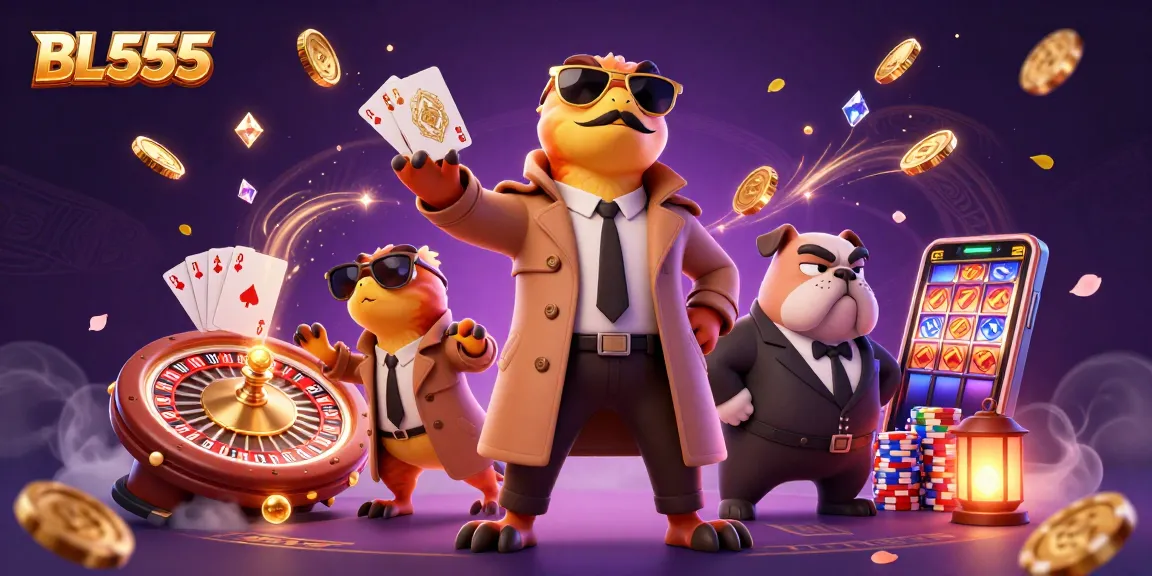 Experience thrilling gaming at BL555 with animated raptors trying to enter a VIP casino.