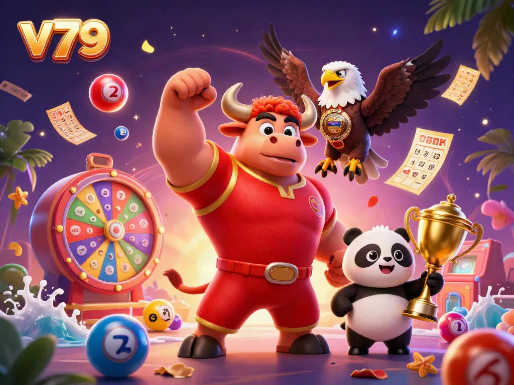 Celebrate victories and prizes in gaming with dynamic symbols of luck and joy in v79 themed illustration.