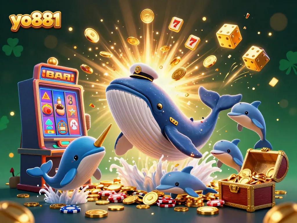 Experience thrilling wins at yo881 with a dazzling 3D casino scene featuring playful characters and explosive jackpots.