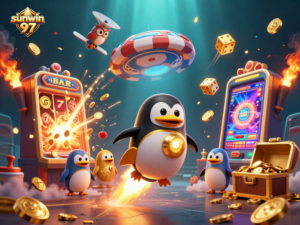Experience thrilling action with the sunwin 97 rocket penguin in the cosmic casino!