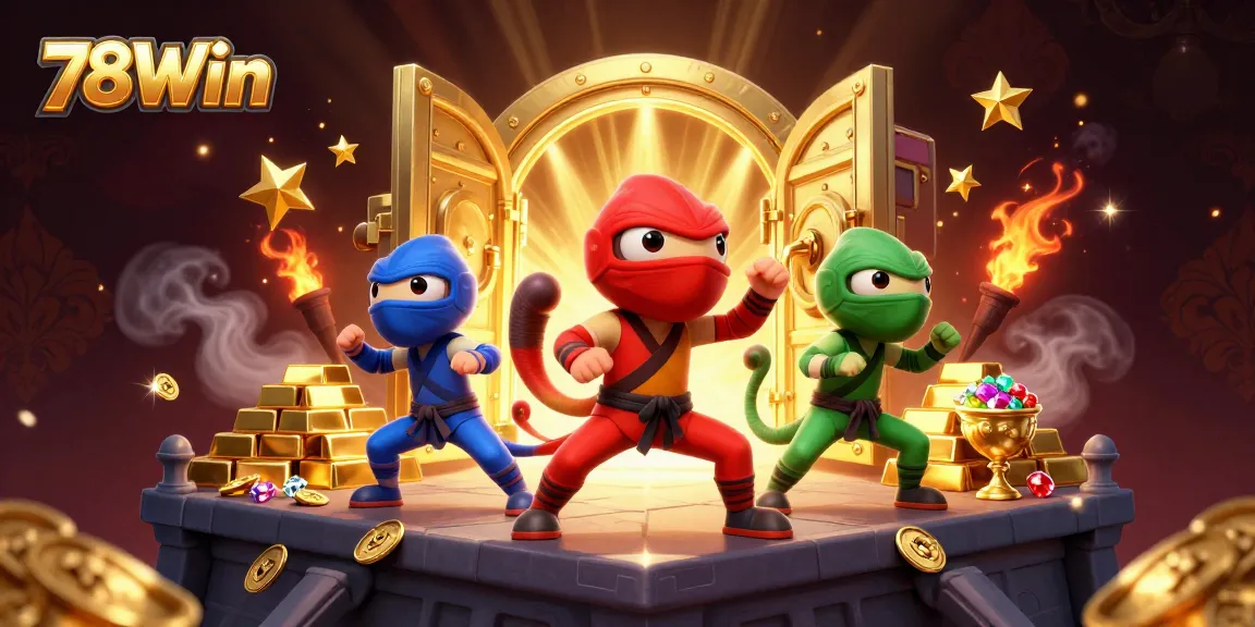 78Win's exciting chameleon ninja team showcases thrilling casino action amidst golden treasures.