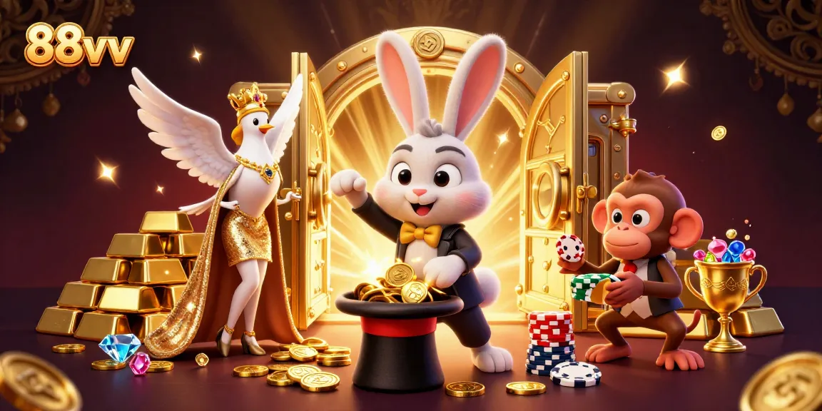 Spin the reels and gather riches at 88vv with gaming magic, showcasing vibrant casino elements.