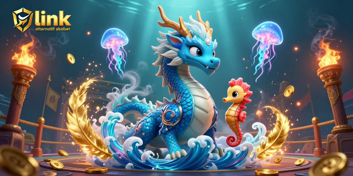Link alternatif sbobet offers dynamic betting experience with a majestic dragon and seahorse knight.