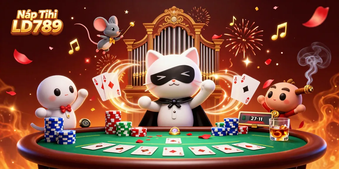 Engage in Nạp Tiền LD789 with dynamic casino action featuring colorful poker elements