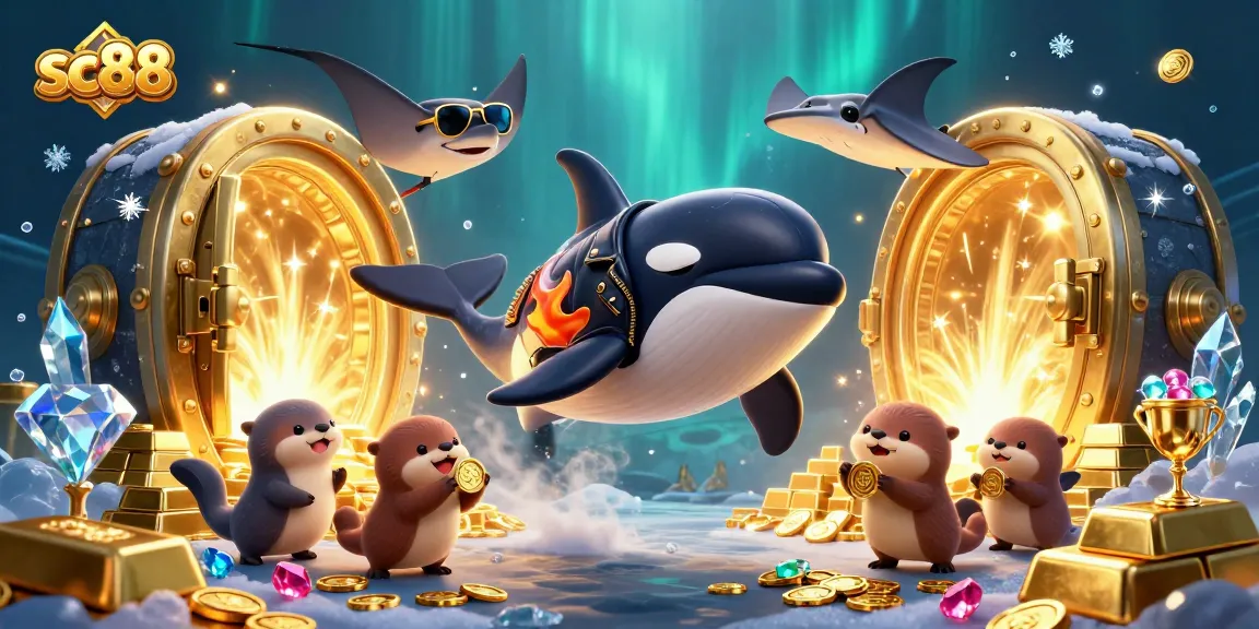 Experience the thrill of the sc88 casino with a lively underwater scene filled with treasures and playful characters.