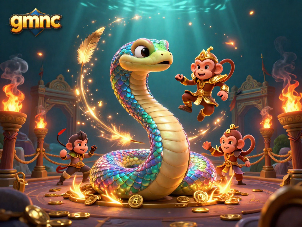 Experience thrilling game dynamics at gmnc with a vibrant 3D illustration showcasing enchanting characters and casino elements.