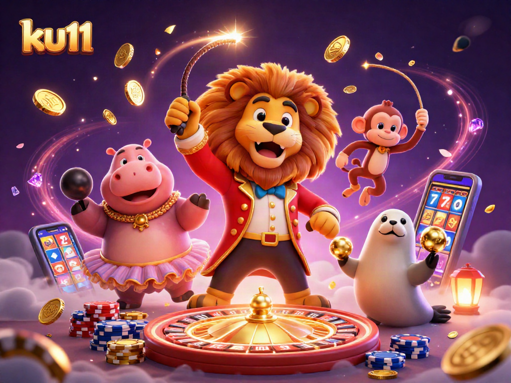 ku11 illustrates a dynamic casino scene with lively characters and vibrant game elements.