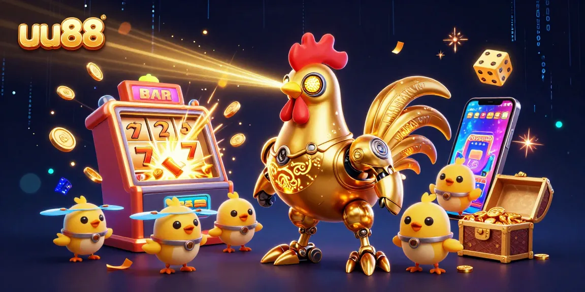 Experience exciting wins at uu88 with a vibrant scene of game elements and 3D characters.