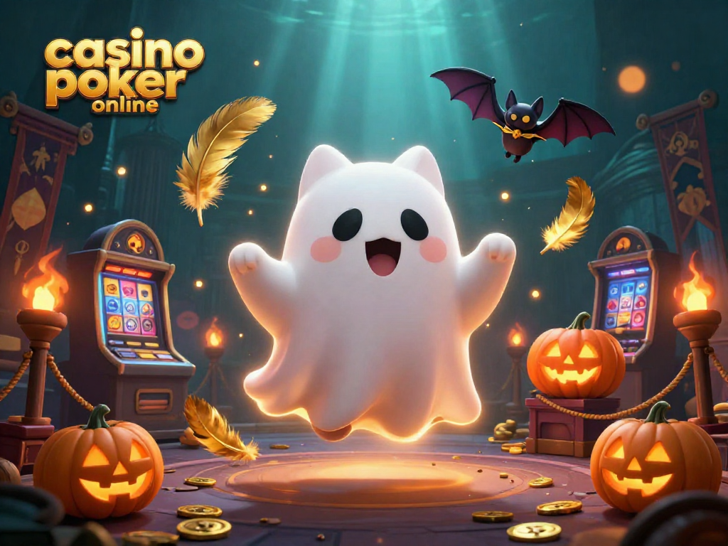 Experience thrilling excitement with casino poker online in this vibrant haunted casino illustration.