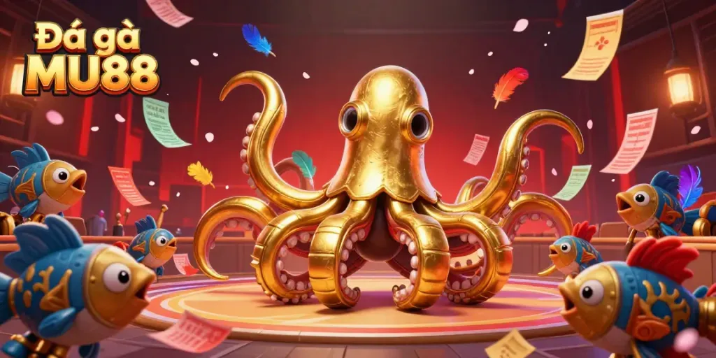 Experience the thrill of Đá gà MU88 with dynamic cockfight visuals and colorful betting slips.
