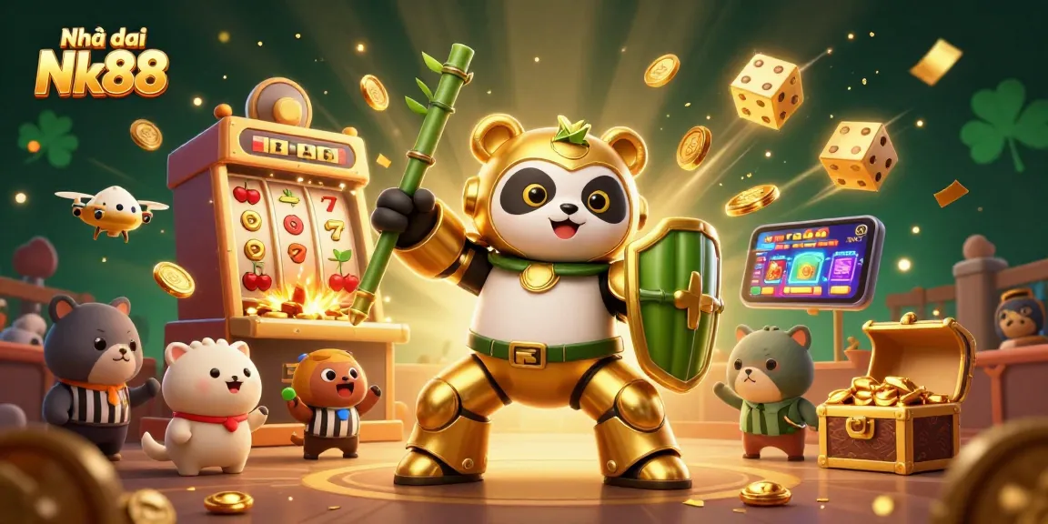 Experience exciting gameplay at Nhà cái Nk88 with a golden panda in a dynamic casino challenge.
